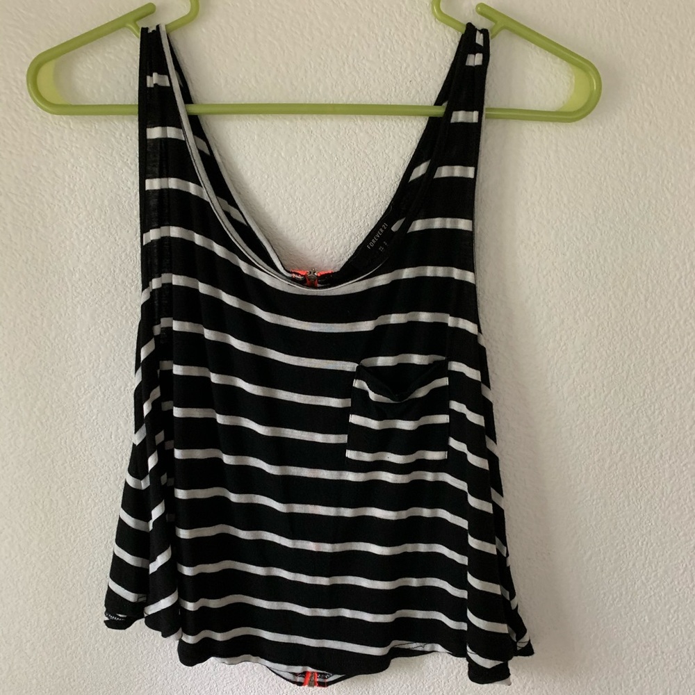 Black and white striped tank top